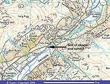 Ordnance Survey map showing the site of the chapel and school in Swindale, Westmorland, modern Cumbria. Click to see full size